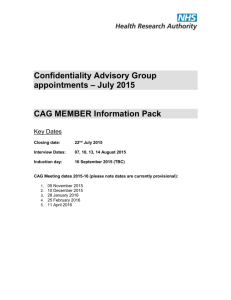 CAG Member information pack July 2015