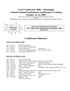 NAIA 2009 Conference Itinerary