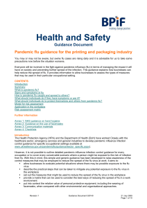 Health and Safety Guidance Document Pandemic flu guidance for