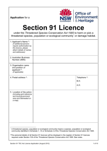 Section 91 Licence - Office of Environment and Heritage