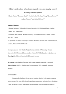 Ethical considerations in functional magnetic resonance imaging