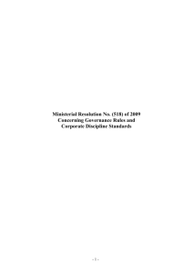 (518) of 2009 Concerning Governance Rules and Corporate