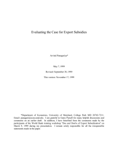 2. The Case for Export Subsidies under Welfare Maximization