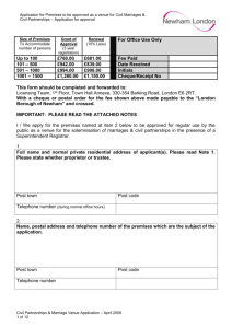 Marriage premises application form