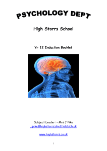 High Storrs School Yr 12 Induction Booklet Subject Leader: