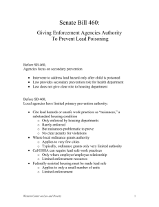 SB 460: Lead Poisoning Prevention & Enforcement