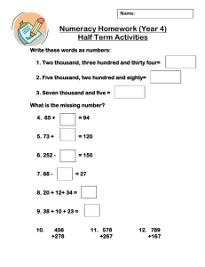 Numeracy Assessment (Year 4)