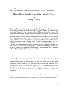Climate Change Knowledge and Social Movement Theory
