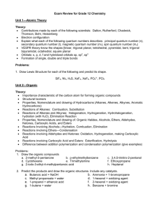 June 2007—Exam Review for Grade 12 Chemistry