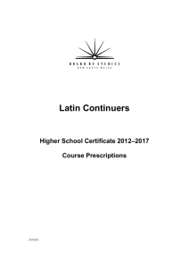 Latin Continuers - Board of Studies NSW