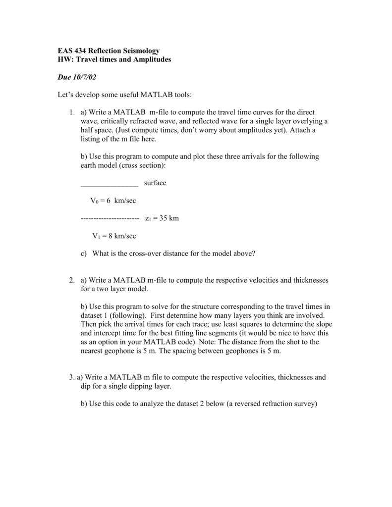 Eas 434 Reflection Seismology