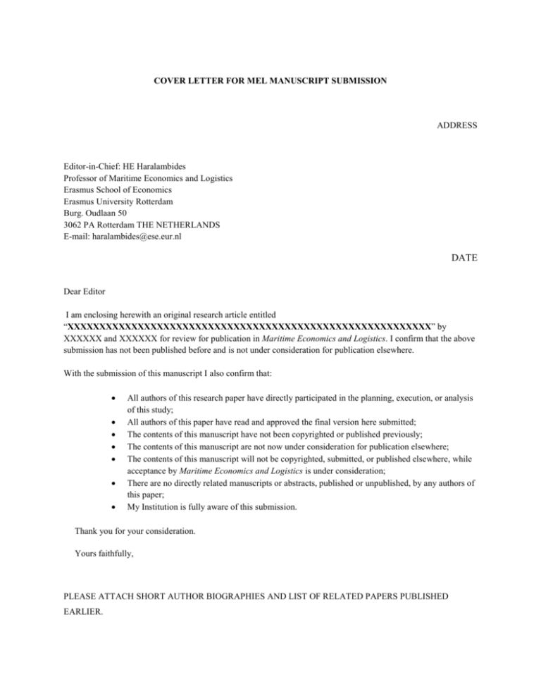 cover letter article submission example