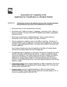Application for Classification as a Resident Student