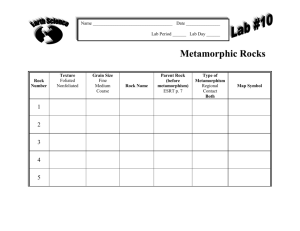 Lab #10 Metamorphic Rocks