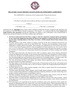 PLAYER AGREEMENT - The Delaware Valley Hockey League