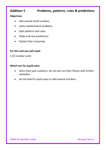 Shining Add 5 Problems, patterns, rules & predictions Session plans