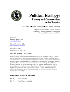 Political Ecology: Poverty and Conservation in the Tropics Feb 25