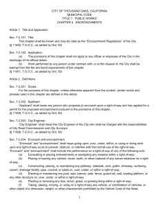 CITY OF THOUSAND OAKS, CALIFORNIA MUNICIPAL CODE