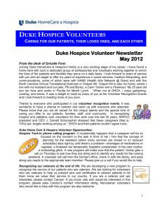 May 2012 - Duke HomeCare and Hospice