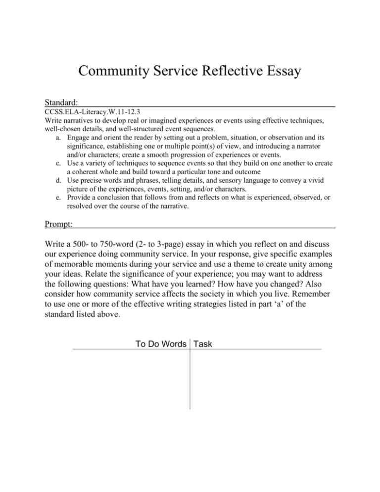 essay about community service experience