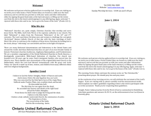 Who We Are - Ontario United Reformed Church