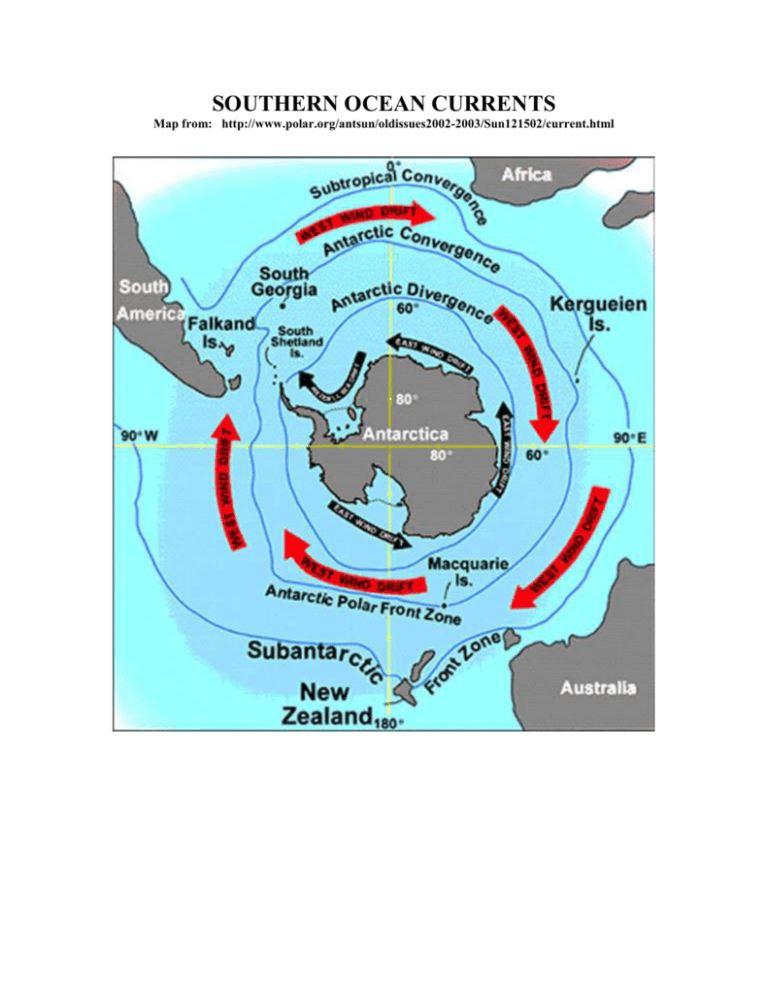 Southern Ocean Currents Antarctic Coastal Circumpolar Southern Ocean Currents Antarctic Coastal Circumpolar