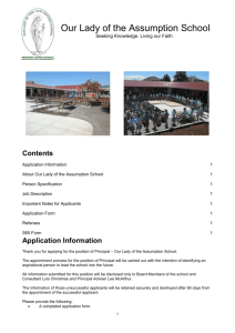 Application Form - Our Lady of the Assumption School