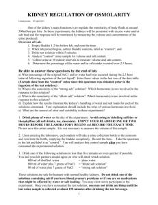 KIDNEY REGULATION OF OSMOLARITY