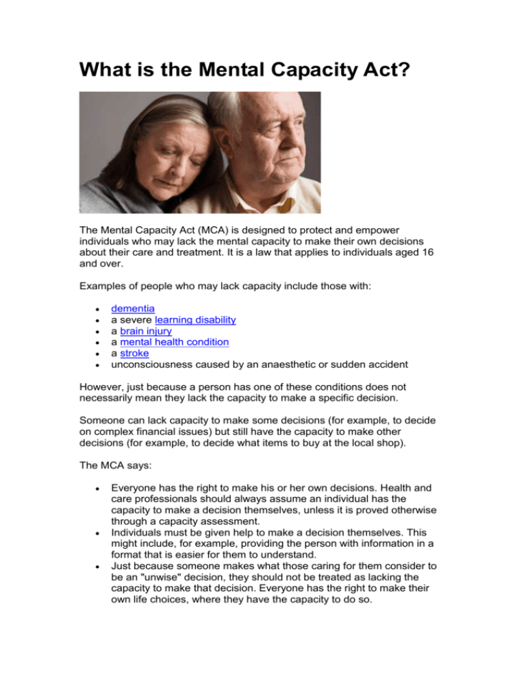 mental capacity act dementia case study