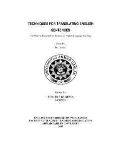 TECHNIQUES FOR TRANSLATING ENGLISH SENTENCES