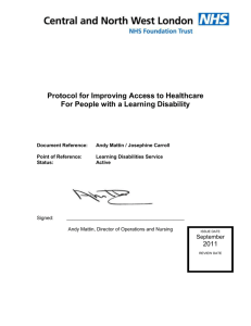 Protocol for Improving Access to Healthcare for People with a