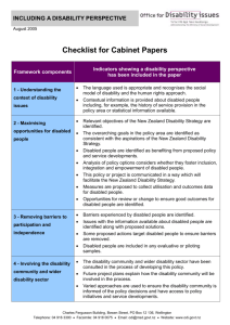 Checklist for Cabinet papers - Office for Disability Issues