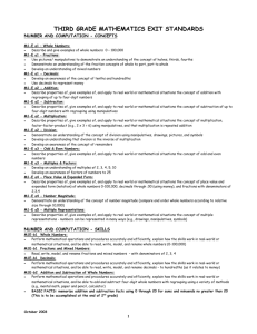 THIRD GRADE MATHEMATICS EXIT STANDARDS