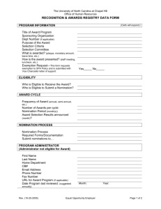 Recognition and Awards Registry Data Form