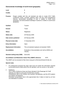25508 Demonstrate knowledge of world travel geography