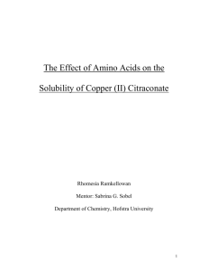 The Effect of Amino Acids on the Solubility of Zinc Citraconate