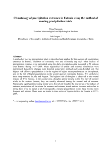 Climatology of precipitation extremes in Estonia using the method of