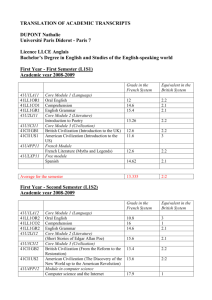 TRANSLATION OF ACADEMIC TRANSCRIPTS