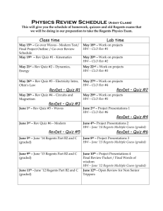 Regents Review Schedule for A