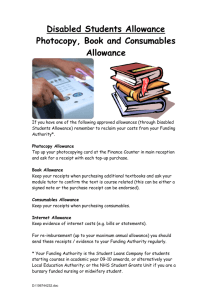 Disabled Students Allowance Photocopy, Book and Consumables