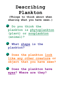 Describing plankton
