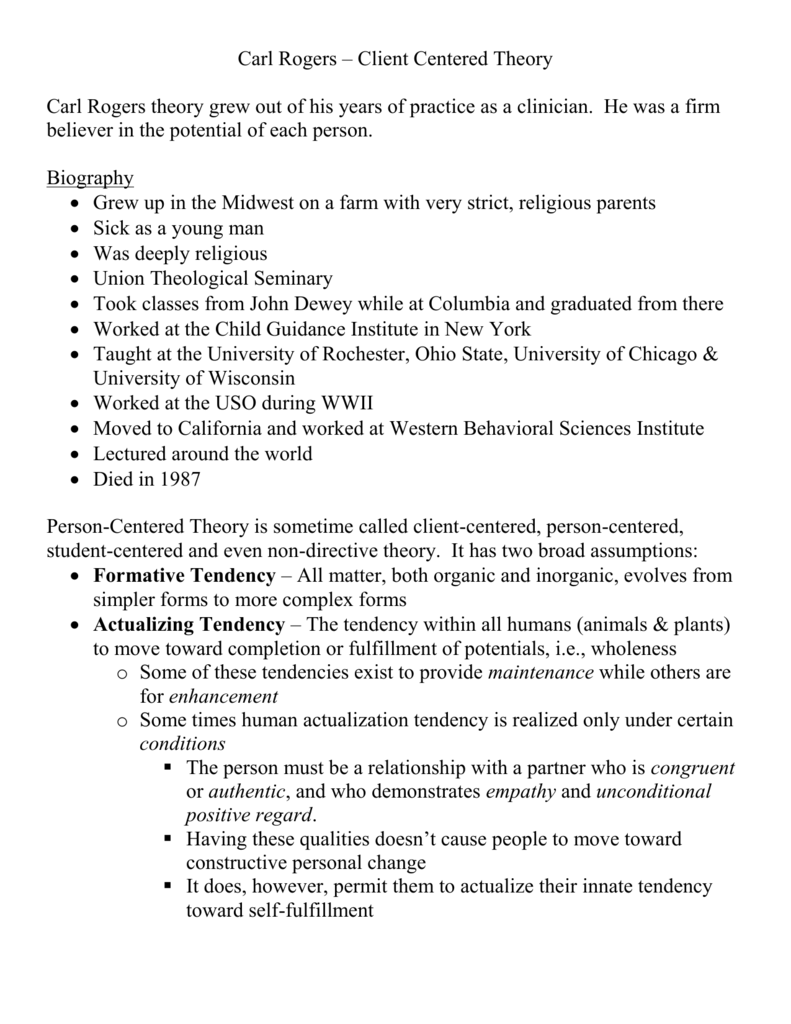 Carl Rogers Client Centered Theory