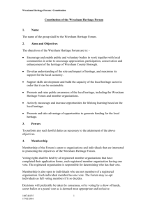 Constitution of the Wrexham Heritage Forum