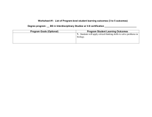 Worksheet #1: List of Program-level student learning outcomes (3 to