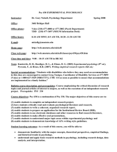 CLASS SYLLABUS PSY 301