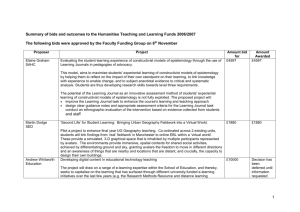 Summary of bids and outcomes to the Humanities Teaching and