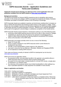 SAPS Associate Grants – Application guidelines July 2011