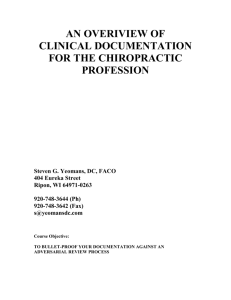 an overiview of clinical documentation for the chiropractic