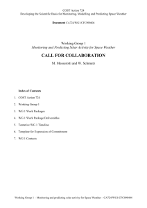 WG1 Call for Collaboration - WG-1 Monitoring and predicting solar