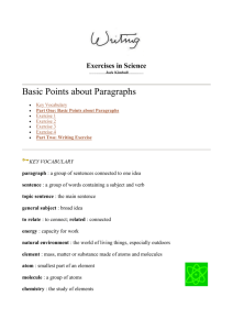 Topic Sentences and Paragraphs: Exer